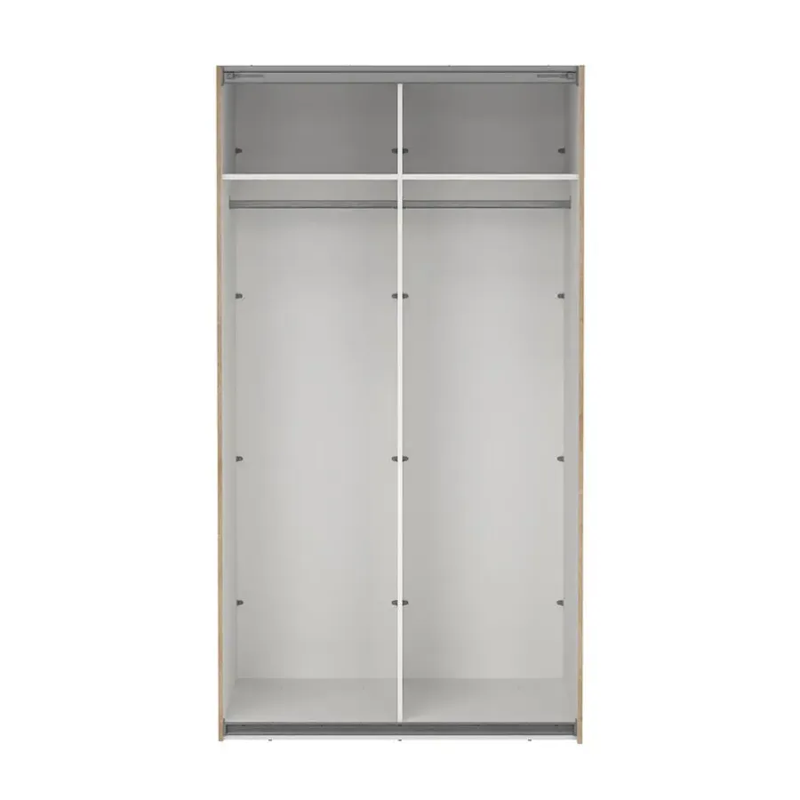 Draaideurkasten-Hioshop Como schuifdeurkast 2 deuren met spiegel 120x220cm eikdecor