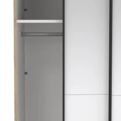 Draaideurkasten-Hioshop Como schuifdeurkast 2 deuren met spiegel 120x220cm eikdecor