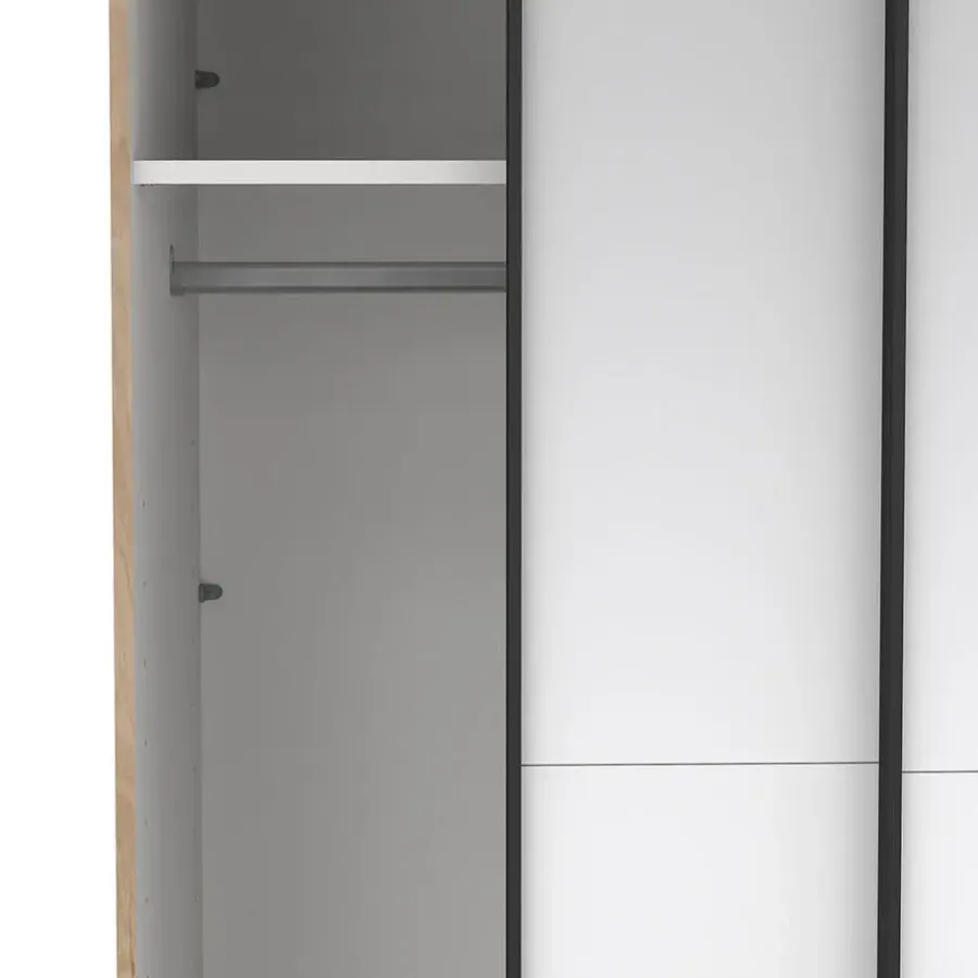 Draaideurkasten-Hioshop Como schuifdeurkast 2 deuren met spiegel 120x220cm eikdecor