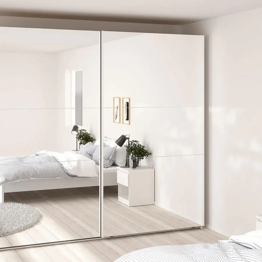 Hioshop Como schuifdeurkast 2 deuren met spiegel 245x220cm wit