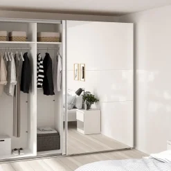 Hioshop Como schuifdeurkast 2 deuren met spiegel 245x220cm wit