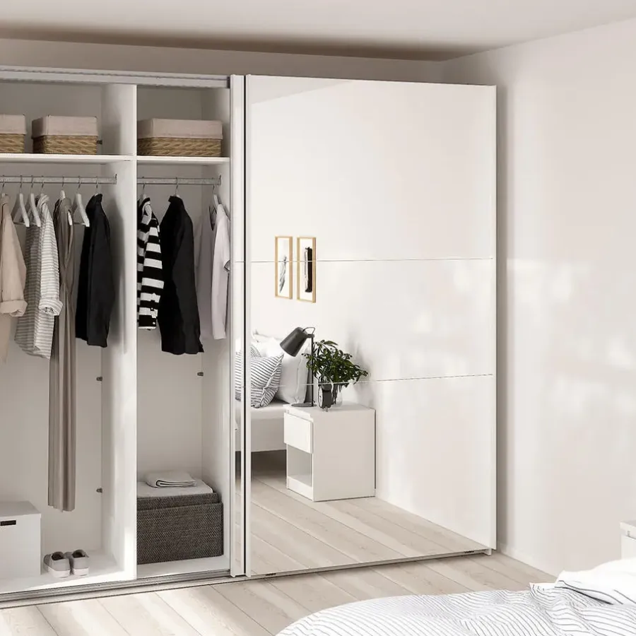 Hioshop Como schuifdeurkast 2 deuren met spiegel 245x220cm wit