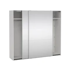 Hioshop Como schuifdeurkast 2 deuren met spiegel 245x220cm wit