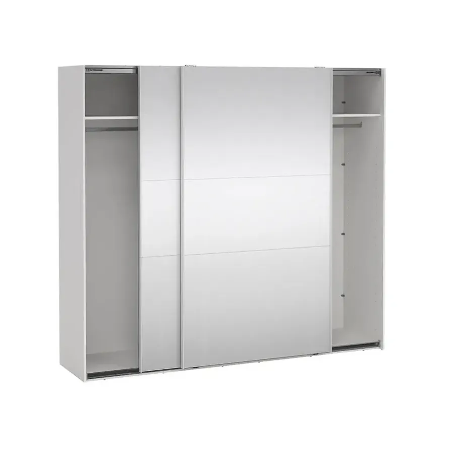 Hioshop Como schuifdeurkast 2 deuren met spiegel 245x220cm wit