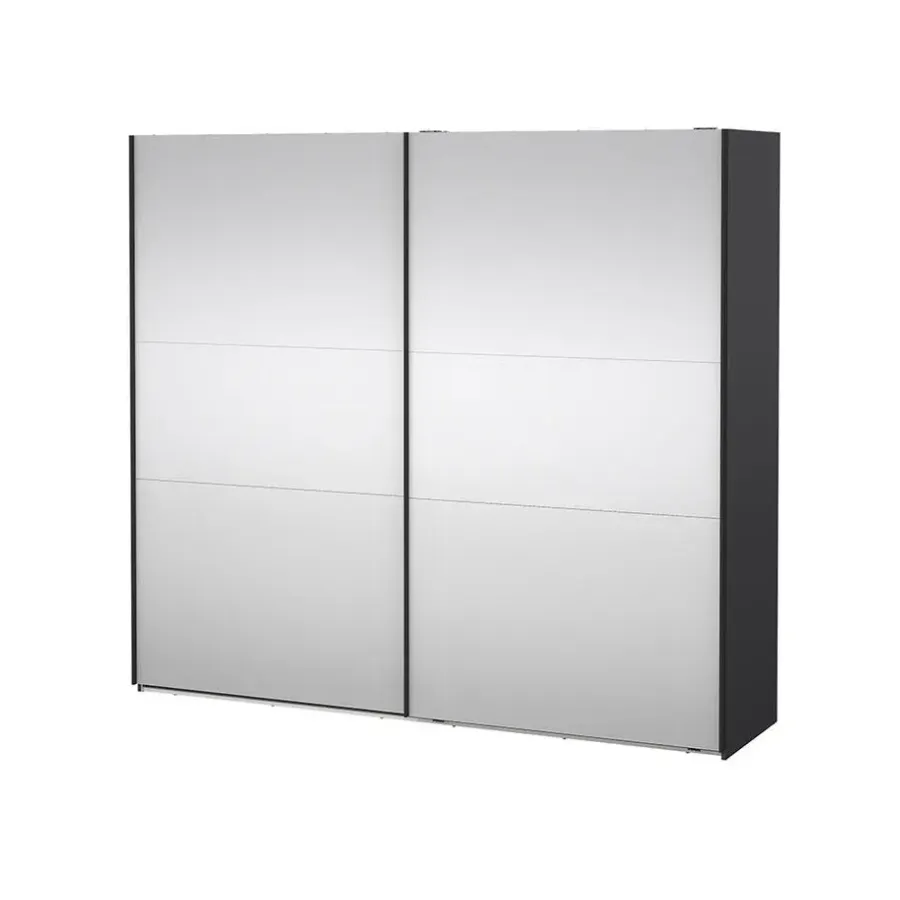 Hioshop Como schuifdeurkast 2 deuren met spiegel 245x220cm mat grijs