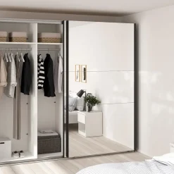 Hioshop Como schuifdeurkast 2 deuren met spiegel 245x220cm mat grijs