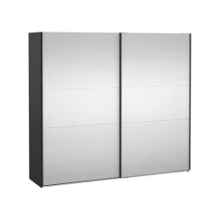 Hioshop Como schuifdeurkast 2 deuren met spiegel 245x220cm mat grijs