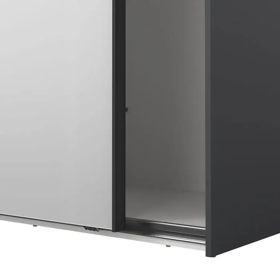 Hioshop Como schuifdeurkast 2 deuren met spiegel 245x220cm mat grijs