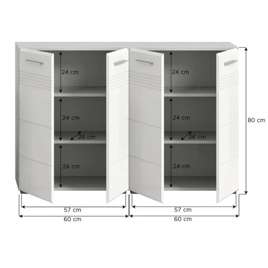 Badmeubelsets-Merkloos Hioshop Copa badkamer C7 wit hoogglans- lichtgrijs