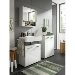 Badmeubelsets-Merkloos Hioshop Copa badkamer C7 wit hoogglans- lichtgrijs