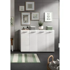 Badmeubelsets-Merkloos Hioshop Copa badkamer C7 wit hoogglans- lichtgrijs