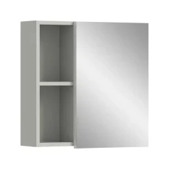 Spiegelkasten-Hioshop Copa spiegelkast 1 deur 2 vakken lichtgrijs- spiegel