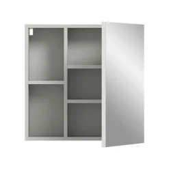 Spiegelkasten-Hioshop Copa spiegelkast 1 deur 2 vakken lichtgrijs- spiegel