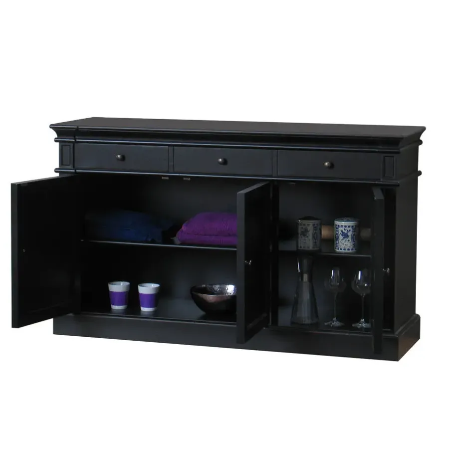 Dressoirs-Hioshop Dressoir Mozart zwart antiek sideboard
