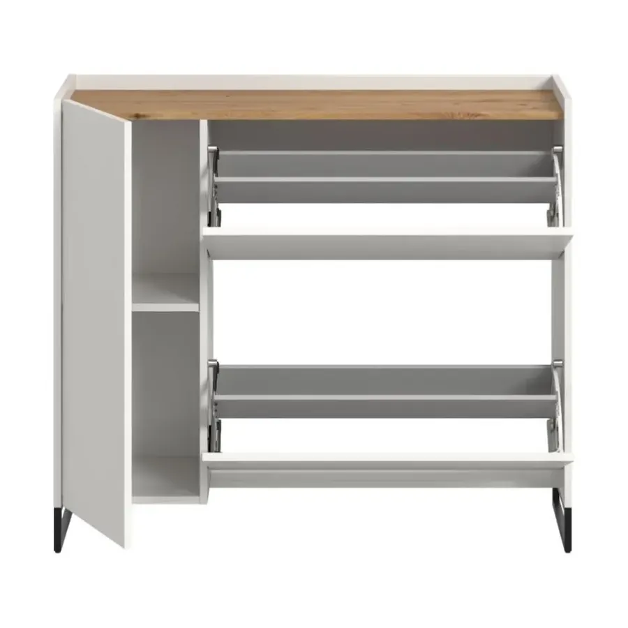 Merkloos Hioshop Drive schoenenkast 1 deur- 2 vouwdeuren wit