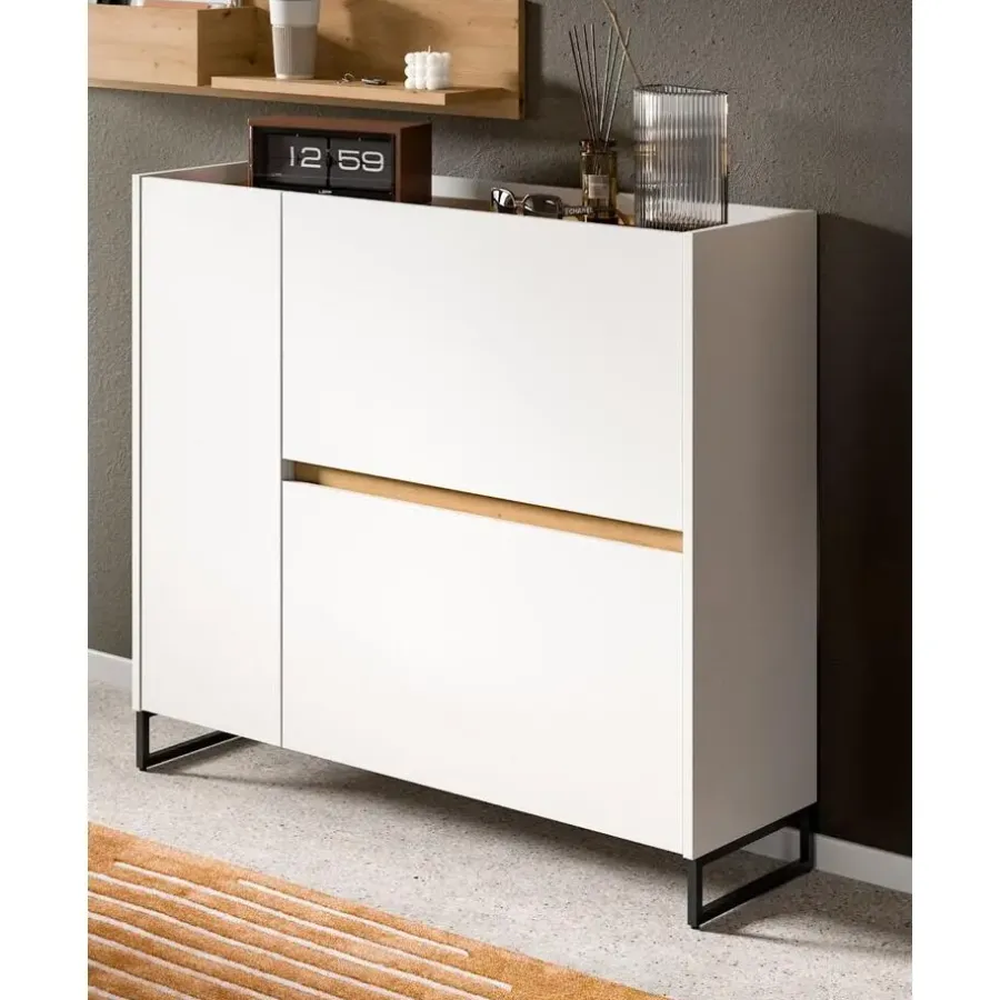 Merkloos Hioshop Drive schoenenkast 1 deur- 2 vouwdeuren wit