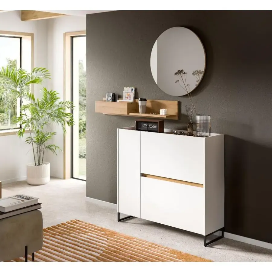 Merkloos Hioshop Drive schoenenkast 1 deur- 2 vouwdeuren wit