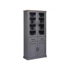 Hioshop Forenzo vitrinekast 4 deuren- 2 lades grijs- natuur