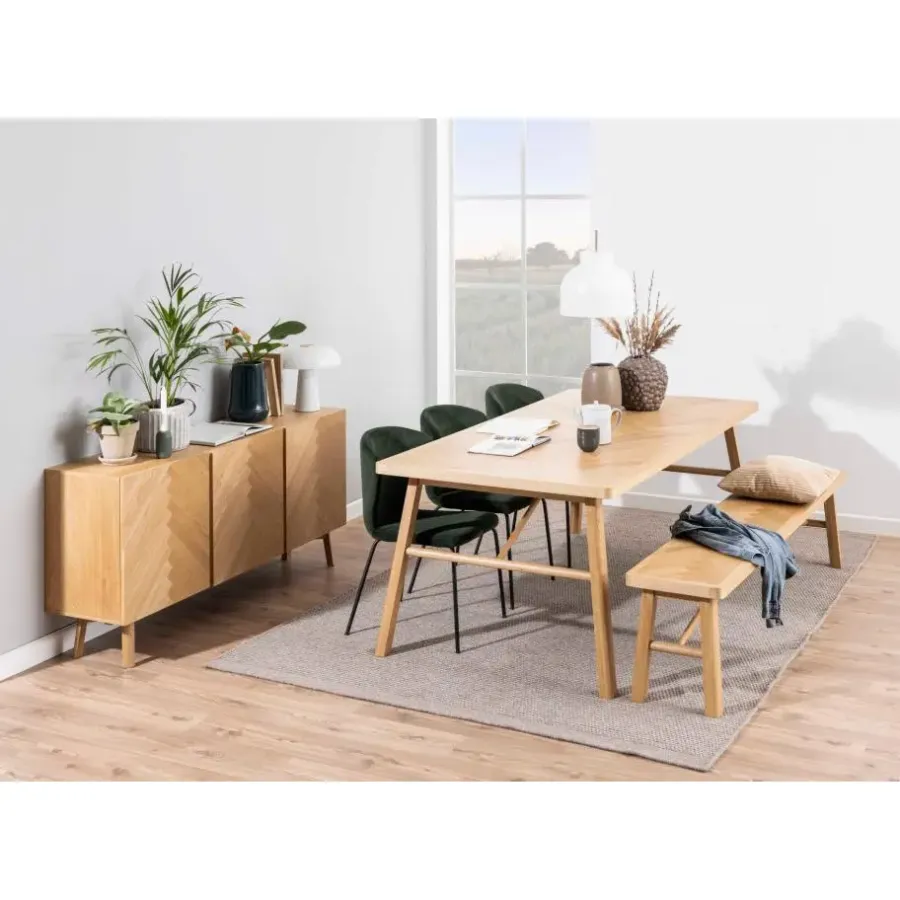 Eetkamerbanken-Hioshop Galdor bank Visgraat eiken decor