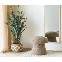 Poefen-Merkloos Hioshop Gida poef Ø45cm imitatiebont bruin
