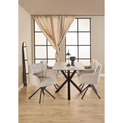 Rechthoekige Eettafels|Industriële Eettafels-Hioshop Heaven eetkamertafel 80x135cm grijs