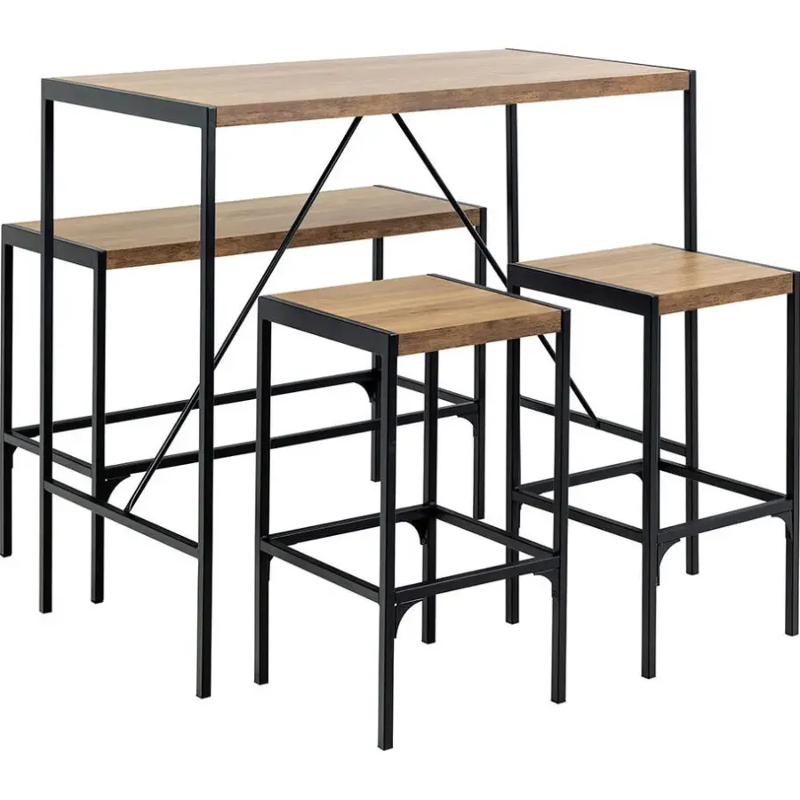 Bartafels-Hioshop Hugo bartafel set tafel- bank en 2 stoelen natuur