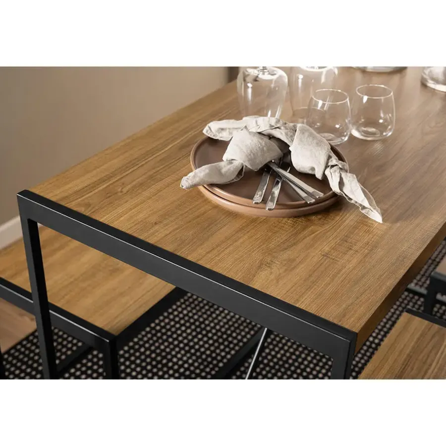 Bartafels-Hioshop Hugo bartafel set tafel- bank en 2 stoelen natuur