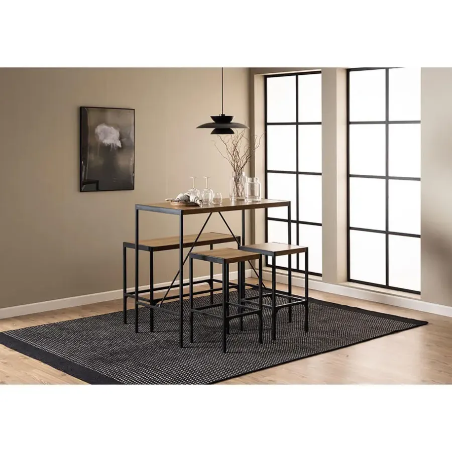 Bartafels-Hioshop Hugo bartafel set tafel- bank en 2 stoelen natuur