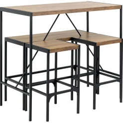 Bartafels-Hioshop Hugo bartafel set tafel- bank en 2 stoelen natuur