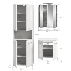 Merkloos Hioshop Ice badkamer I77 inclusief verlichting wit hoogglans- wit