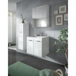 Badmeubelsets-Merkloos Hioshop Ice badkamer I63 wit hoogglans- wit