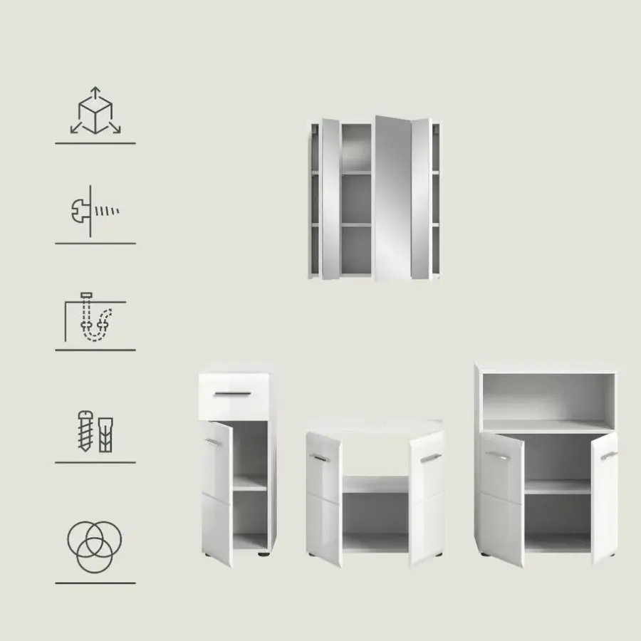 Merkloos Hioshop Ice badkamer I65 wit hoogglans- wit