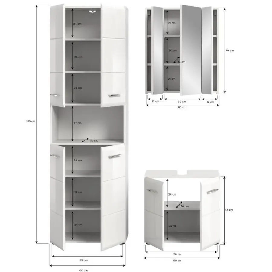 Merkloos Hioshop Ice badkamer I65 wit hoogglans- wit