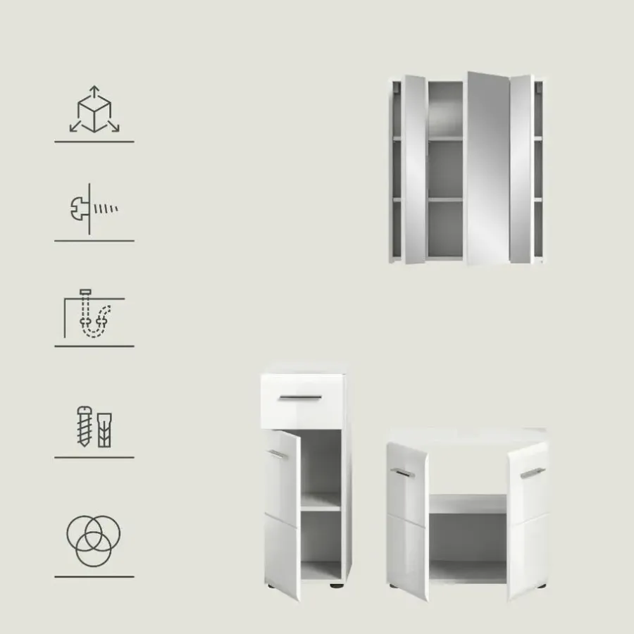 Merkloos Hioshop Ice badkamer I76 wit hoogglans- wit