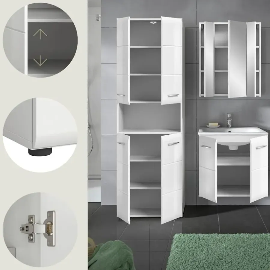 Merkloos Hioshop Ice badkamer I61 wit hoogglans- wit