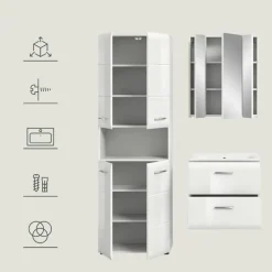 Merkloos Hioshop Ice badkamer I55 wit hoogglans- wit