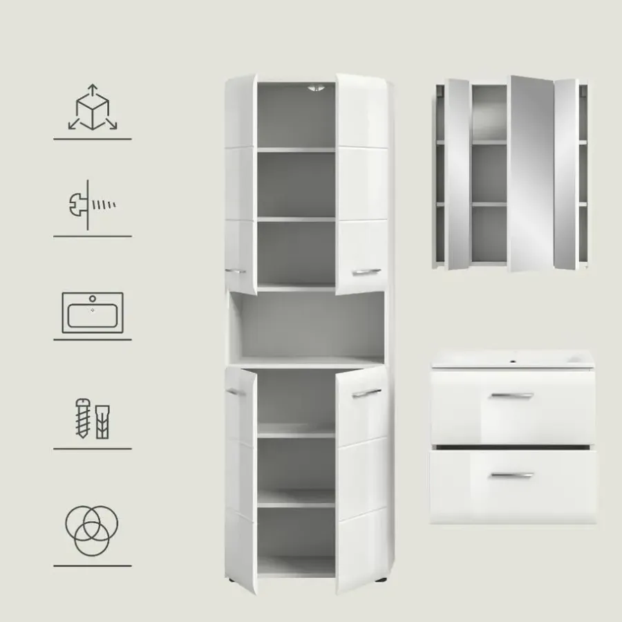 Merkloos Hioshop Ice badkamer I55 wit hoogglans- wit