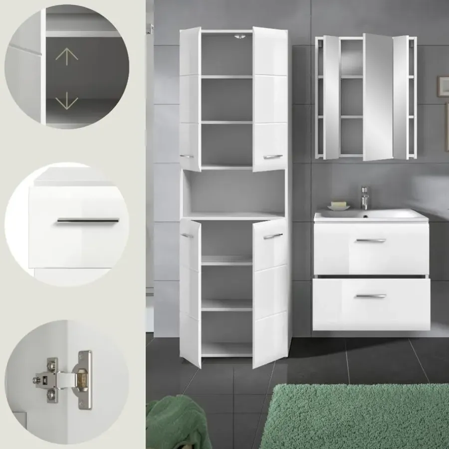 Merkloos Hioshop Ice badkamer I55 wit hoogglans- wit