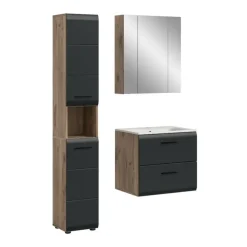 Merkloos Hioshop Ice badkamer I6 zwart mat- eiken decor