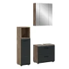 Badmeubelsets-Merkloos Hioshop Ice badkamer I23 zwart mat- eiken decor