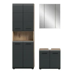 Merkloos Hioshop Ice badkamer I20 zwart mat- eiken decor