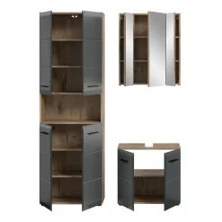Merkloos Hioshop Ice badkamer I20 zwart mat- eiken decor