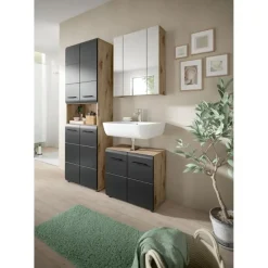 Merkloos Hioshop Ice badkamer I20 zwart mat- eiken decor