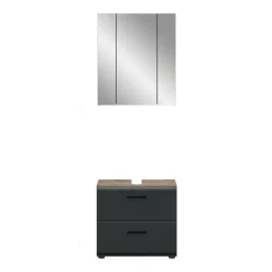 Merkloos Hioshop Ice badkamer I9 zwart mat- eiken decor