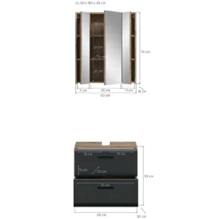 Merkloos Hioshop Ice badkamer I9 zwart mat- eiken decor