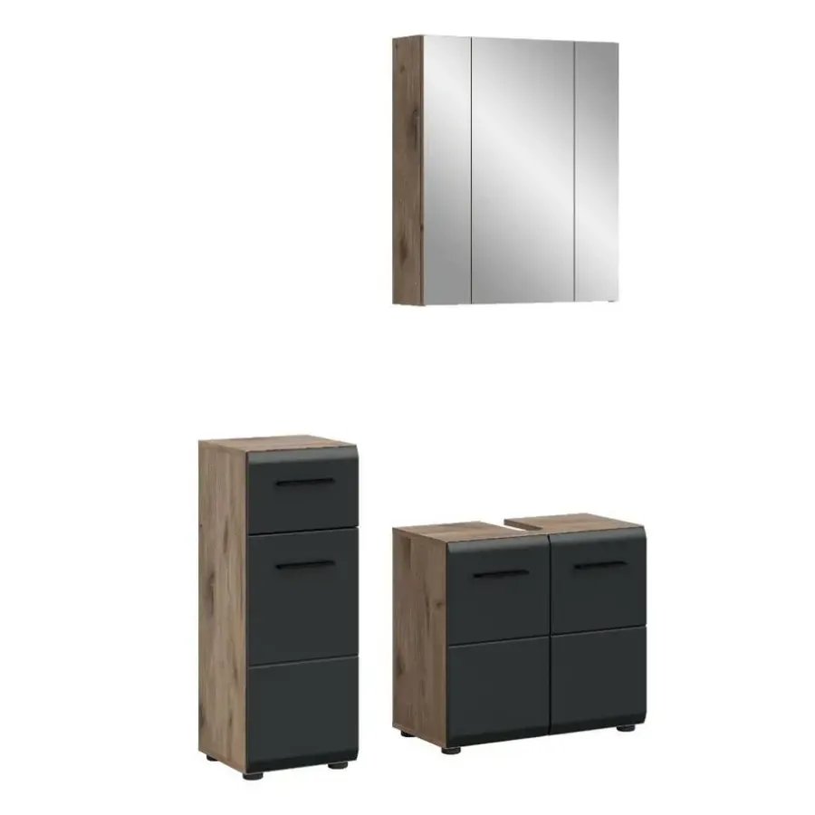 Merkloos Hioshop Ice badkamer I28 zwart mat- eiken decor