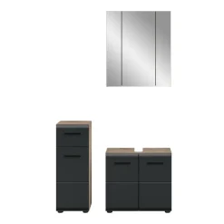Merkloos Hioshop Ice badkamer I28 zwart mat- eiken decor