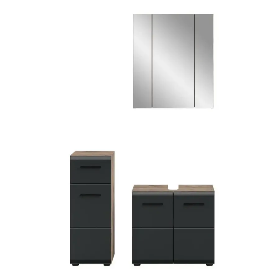 Merkloos Hioshop Ice badkamer I28 zwart mat- eiken decor