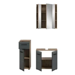 Merkloos Hioshop Ice badkamer I28 zwart mat- eiken decor