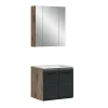Badmeubelsets-Merkloos Hioshop Ice badkamer I3 zwart mat- eiken decor